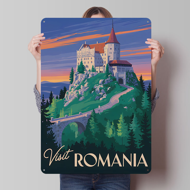 Bathroom Home Visit - Poster Cetak Seni Perjalanan Kastil Rumania,