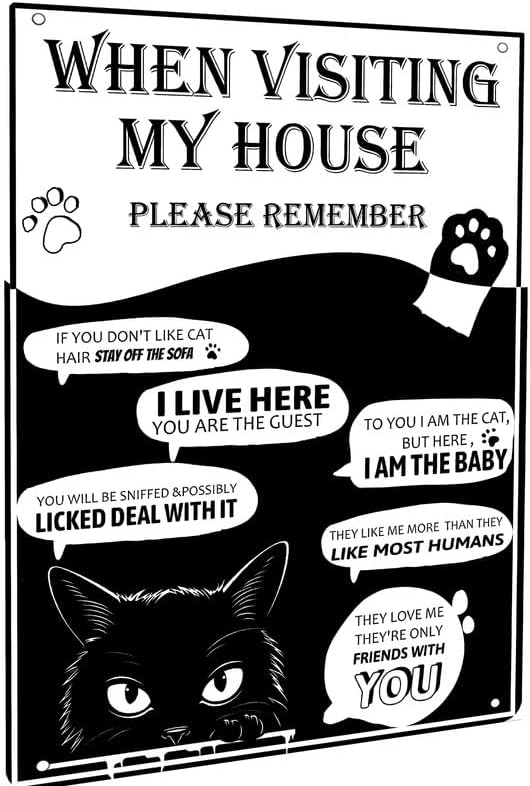 Bathroom Home Visit - Papan Logam Vintage Motif Kucing Hitam