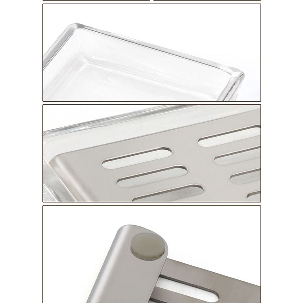 Glass Soap Dish - Tempat Sabun Kaca Stainless Steel Kelas