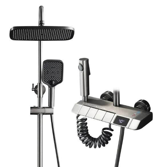 Home And Bathroom - Set Shower Piano Warna Abu-abu Kuningan