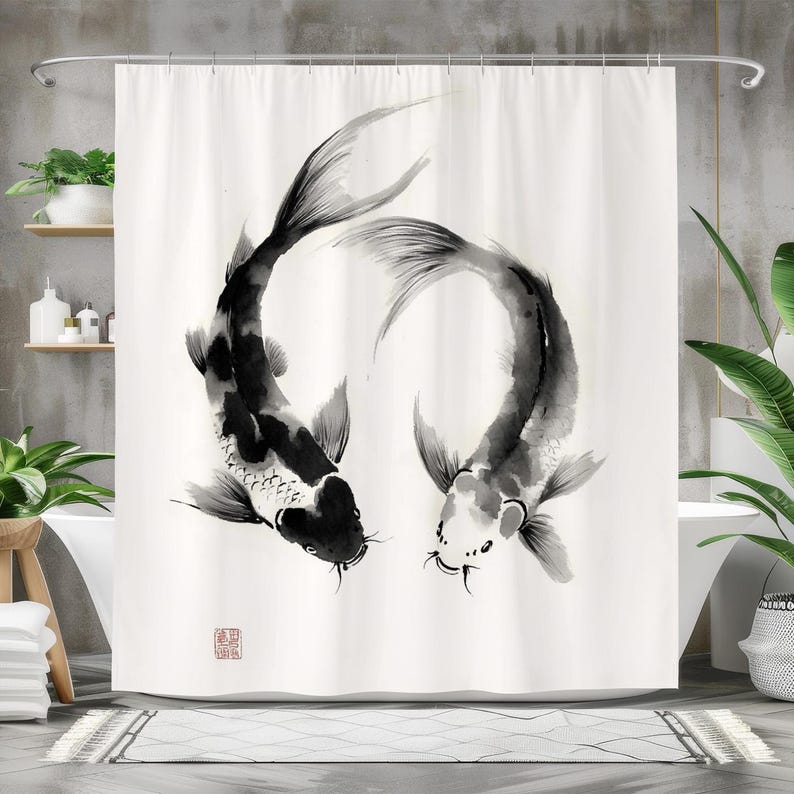 Japanese Home Bathroom Design - Tirai Mandi Ikan, Tirai Mandi Kain