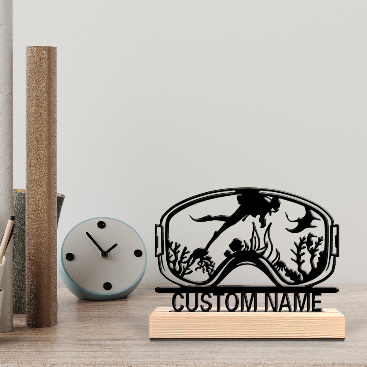 Home Kitchen & Bathroom - 1pc Dekorasi Dinding Kayu Custom Lucu