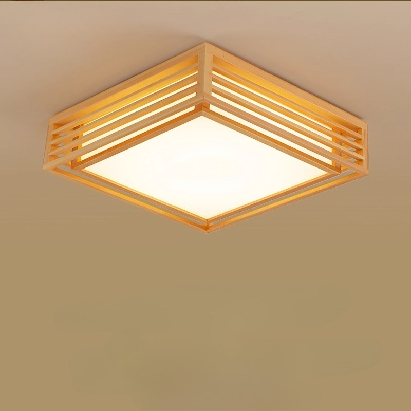 Japanese Home Bathroom Design - Lampu Plafon LED Kayu Log Desain