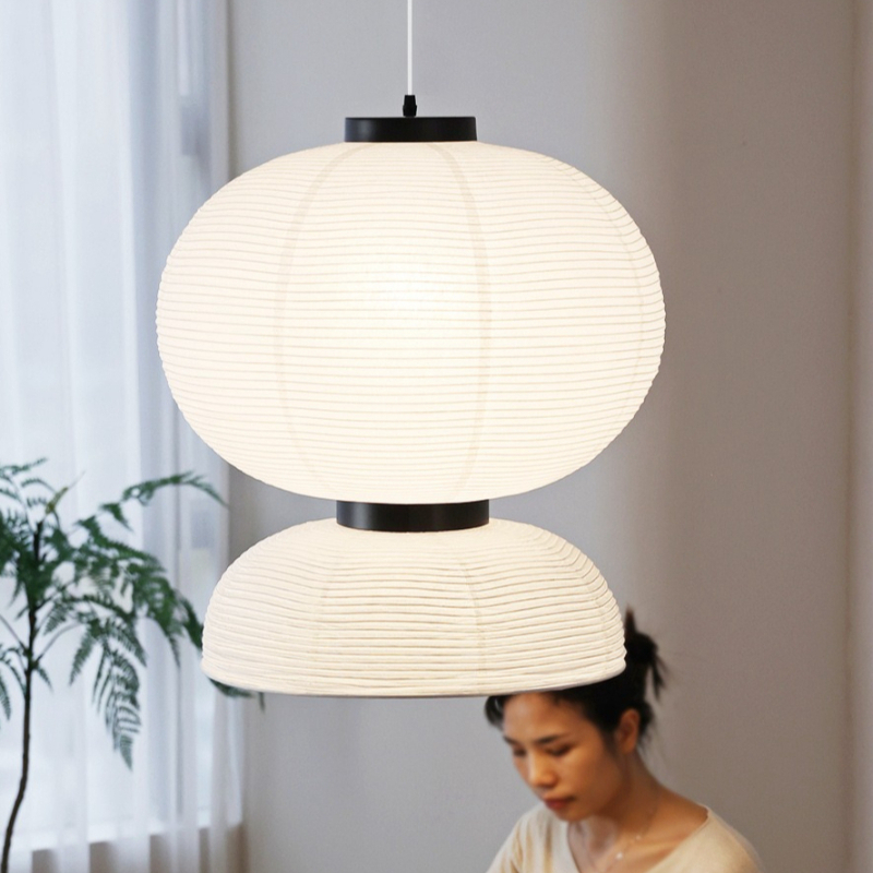 Japanese Home Bathroom Design - Lampu Gantung LED Kertas Beras Gaya
