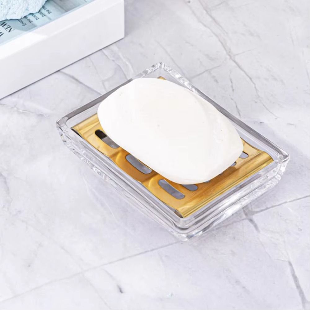 Glass Soap Dish - Rak Sabun Kaca Stainless Steel Mewah