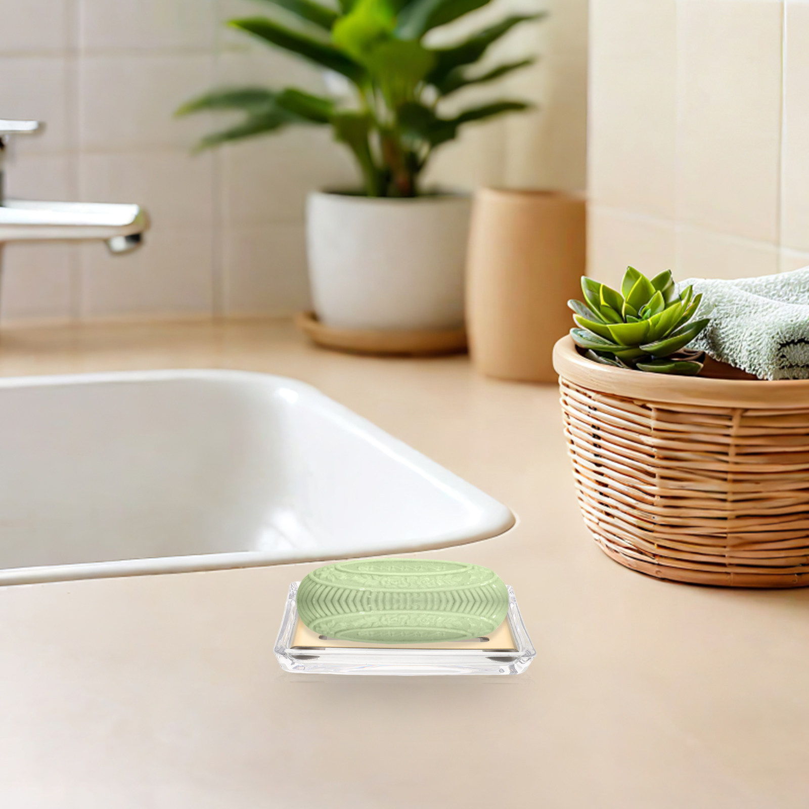 Glass Soap Dish - Wadah Sabun Kaca Transparan Persegi Panjang