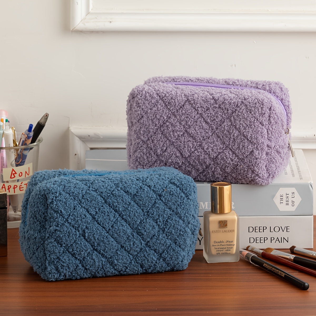 1 Tas Makeup Bulu Halus |      - Japanese Home Bathroom Design ulasan dan harga