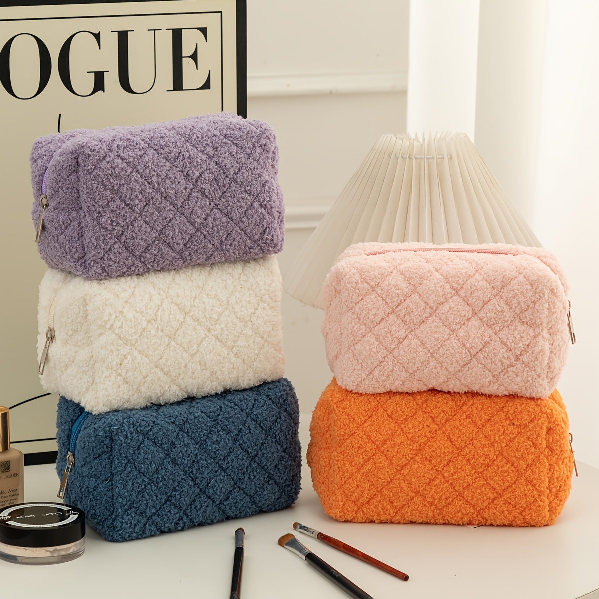 1 Tas Makeup Bulu Halus |      - Japanese Home Bathroom Design ulasan dan harga