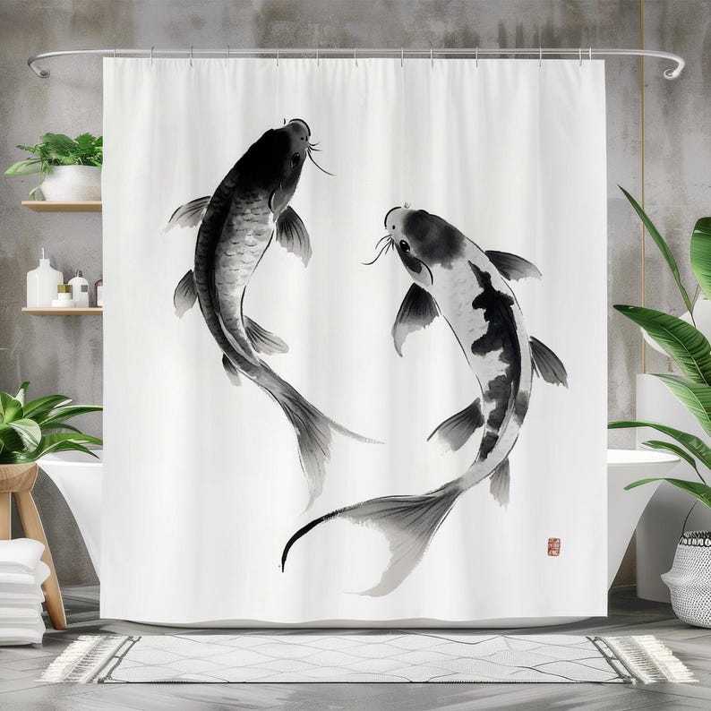 Tirai Mandi Ikan, Tirai Mandi  - Japanese Home Bathroom Design ulasan dan harga
