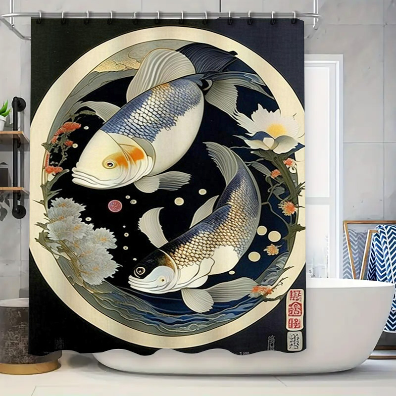 Tirai Mandi Gambar Ikan Jepang - Japanese Home Bathroom Design ulasan dan harga