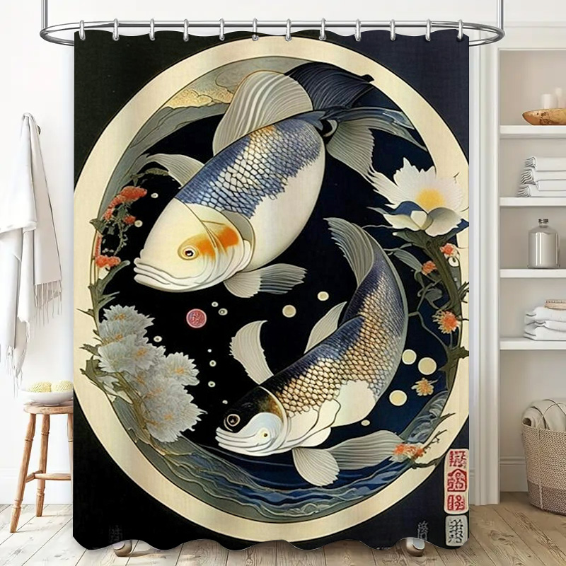 Tirai Mandi Gambar Ikan Jepang - Japanese Home Bathroom Design ulasan dan harga