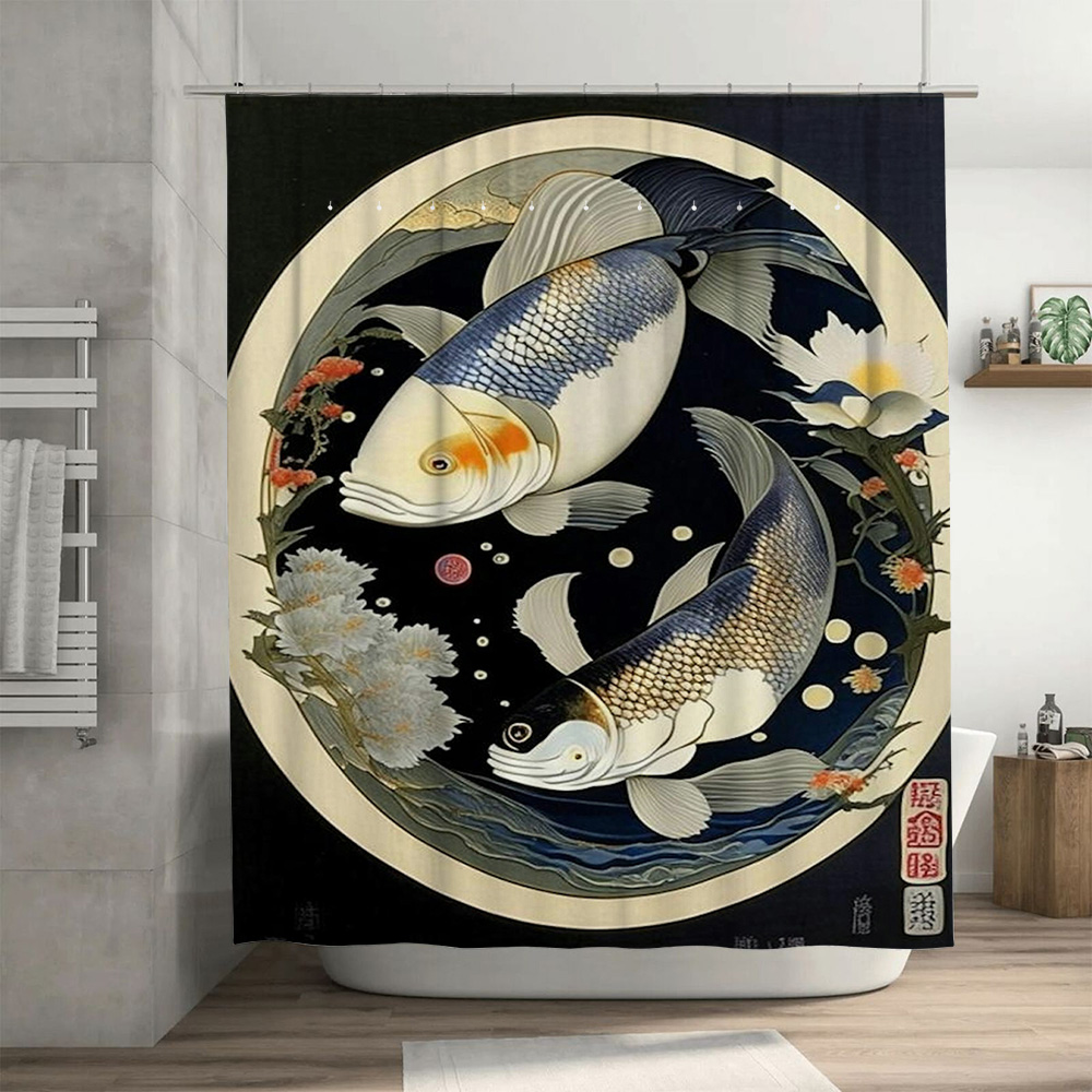 Tirai Mandi Gambar Ikan Jepang - Japanese Home Bathroom Design ulasan dan harga