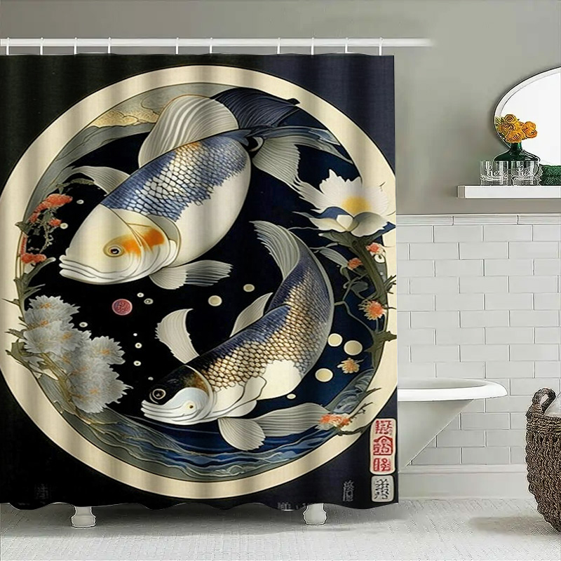 Tirai Mandi Gambar Ikan Jepang - Japanese Home Bathroom Design ulasan dan harga
