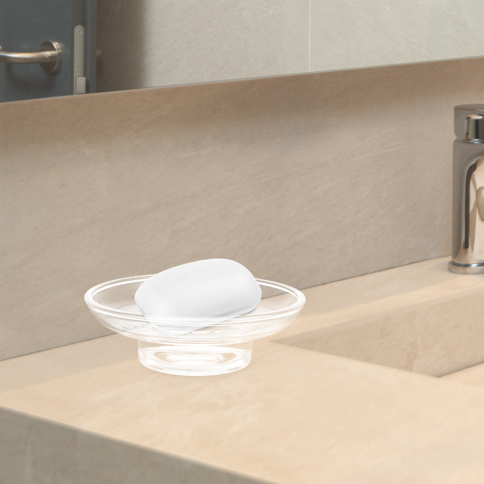 2 Buah Wadah Sabun Kaca Transp - Glass Soap Dish ulasan dan harga
